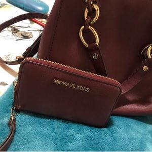 Michael Kora Maroon Wristlet